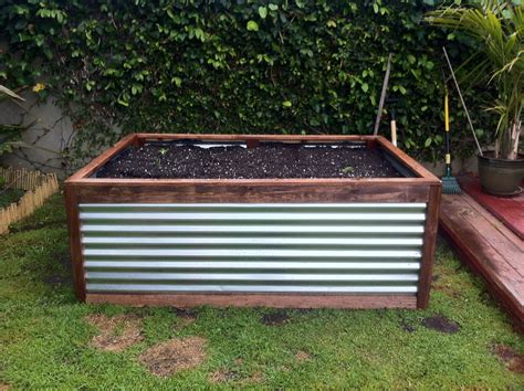 corrugated sheet metal planter boxes|galvanized steel raised garden bed.